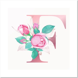 ALPHABET LETTER F IN FLORAL STYLE; PERSONALIZED GIFTS WITH FLOWERS LETTER Posters and Art